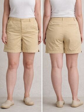 L.L. Bean Women's Size 18W Favorite Fit Chino Shorts Mustard Gold Marigold